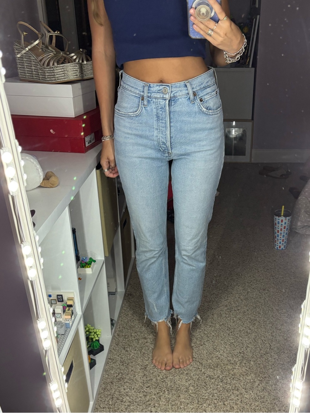 Agolde Light Blue High-Rise Straight Jeans